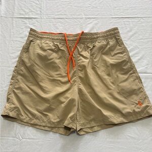 Men's Tan Shorts with Orange Accents